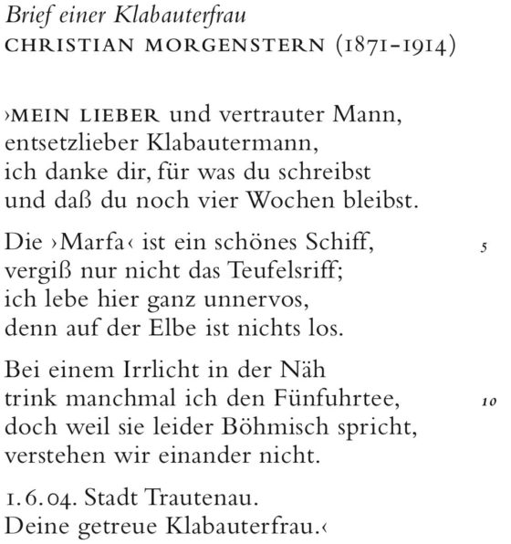Morgenstern, Brief einer Klabauterfrau