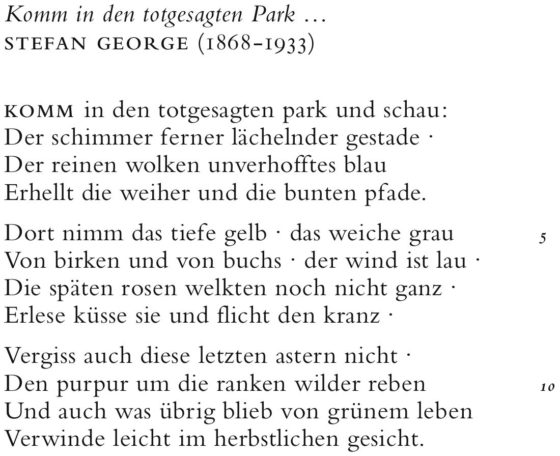 Komm In Den Totgesagten Park Stefan George George, Komm in den totgesagten Park - INO